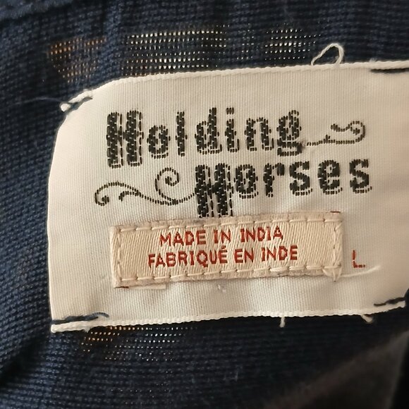 Anthropologie Holding Horses Oversized Button Up Semi Sheer Tunic Navy Large - Picture 8 of 8